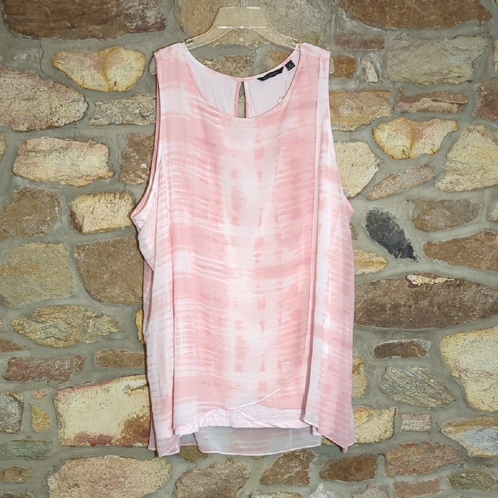 H by Halston Pink Tulip Hem Tunic Tank Top